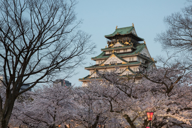 A scenic view of a landmark in Japan