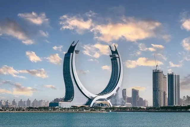 A scenic view of a landmark in Qatar