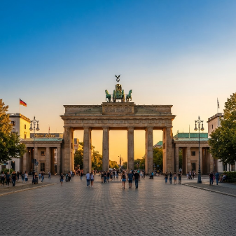 The Brandenburg Gate in Berlin at golden hour